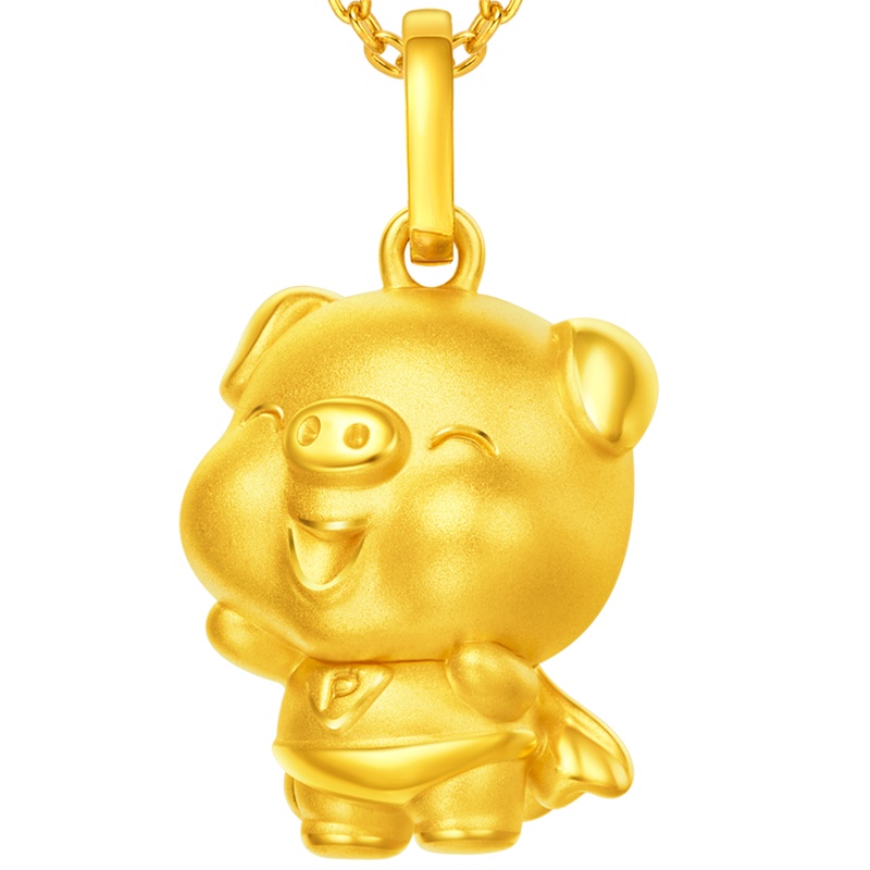 周大福 十二生肖猪金猪超人小猪足金金吊坠甄品R21643