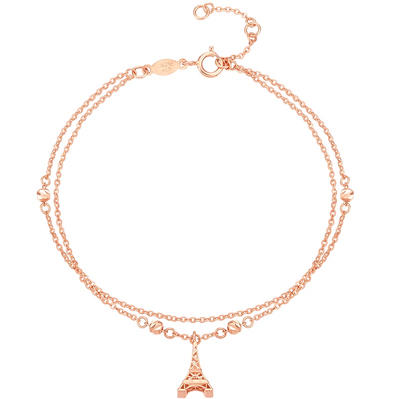 周大福X《初恋那件小事》同款时尚铁塔18k金手链女E123552