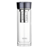 膳魔师(THERMOS) 透明玻璃杯双层隔热带茶漏过滤400ml便携泡茶杯水杯TCGE-400家用/旅行/通用