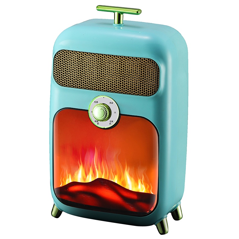 格库(GRECOOK)暖风机冬季取暖器家用小太阳小型电暖器炉立式办公室电暖气片节能省电卧室蓝色