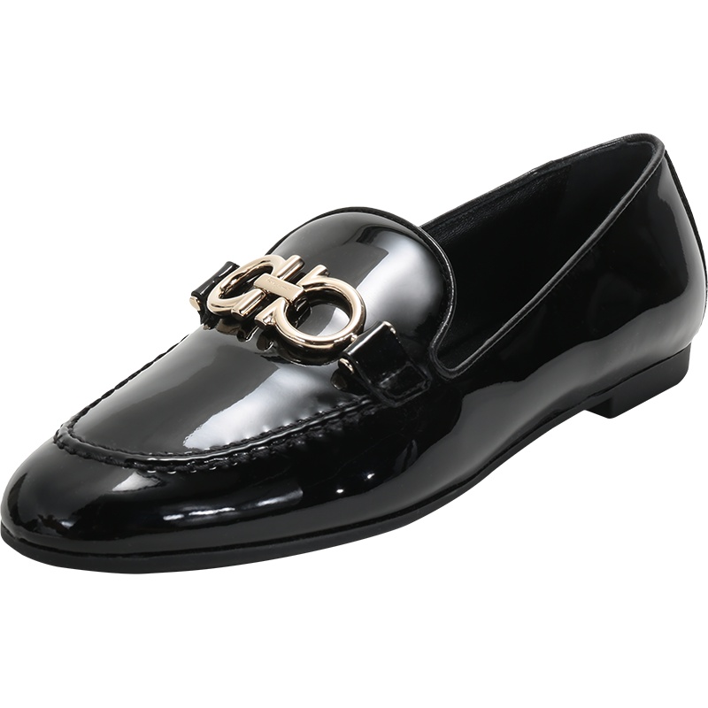 Ferragamo 菲拉格慕 女士 TRIFOGLIO系列皮革GANCINI莫卡辛鞋单鞋平底鞋0727758