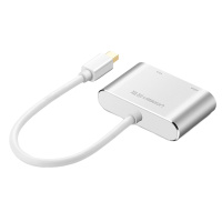 绿联(Ugreen)20421白色Mini DP转HDMI/VGA线转换器二合一4K高清适用苹果电脑笔记本接投影仪显示器
