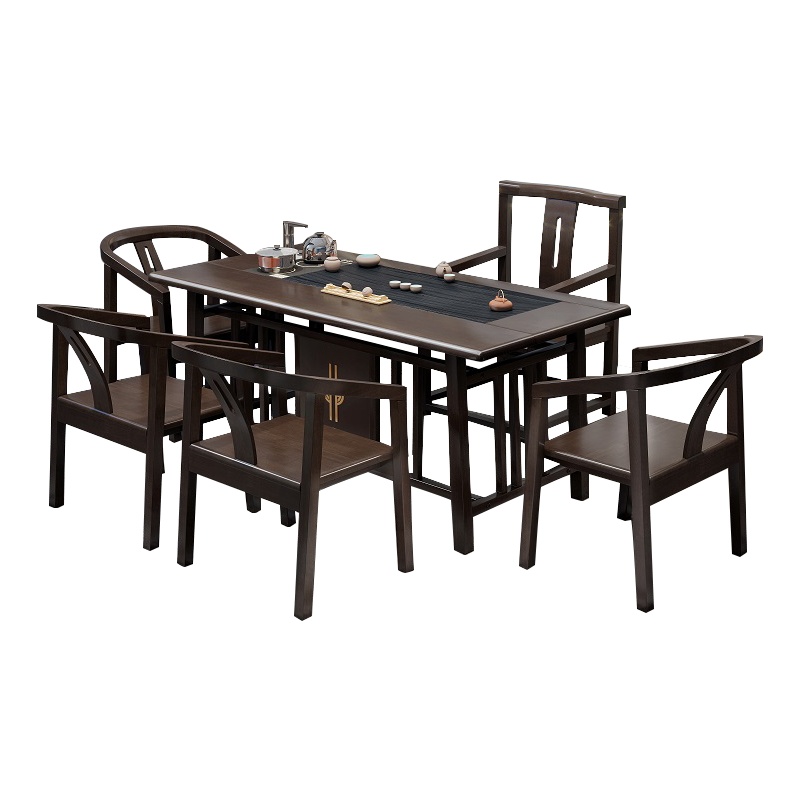 爱家生活新中式茶桌椅组合现代简约家用禅意实木功夫茶桌一体茶台餐桌