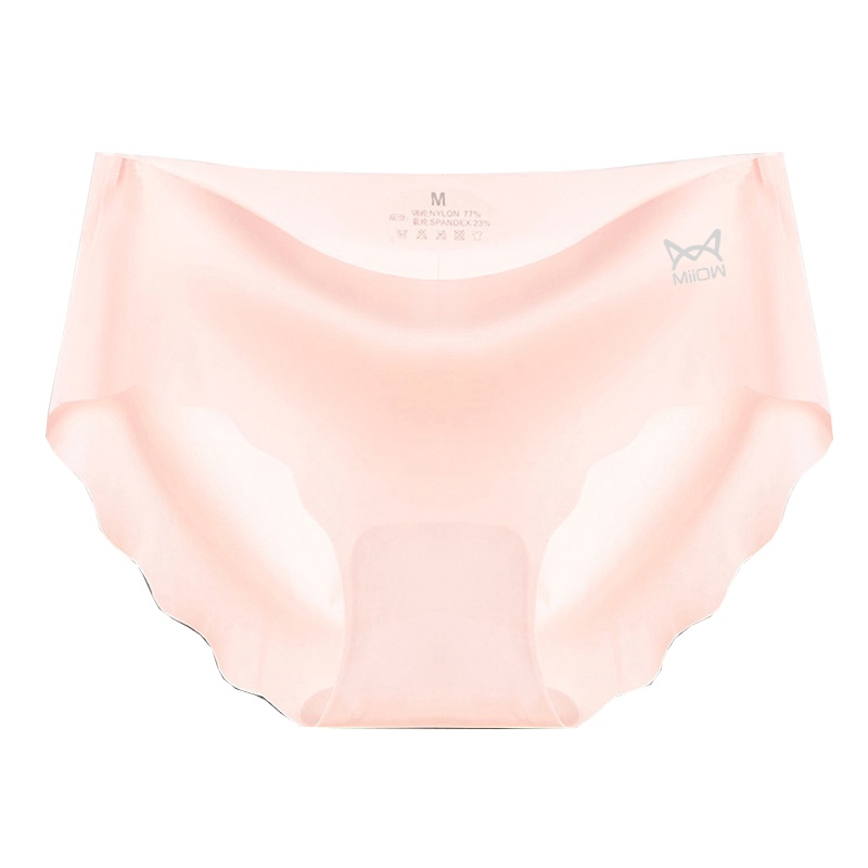 猫人女士冰丝蜜桃臀无痕一片式内裤4条装