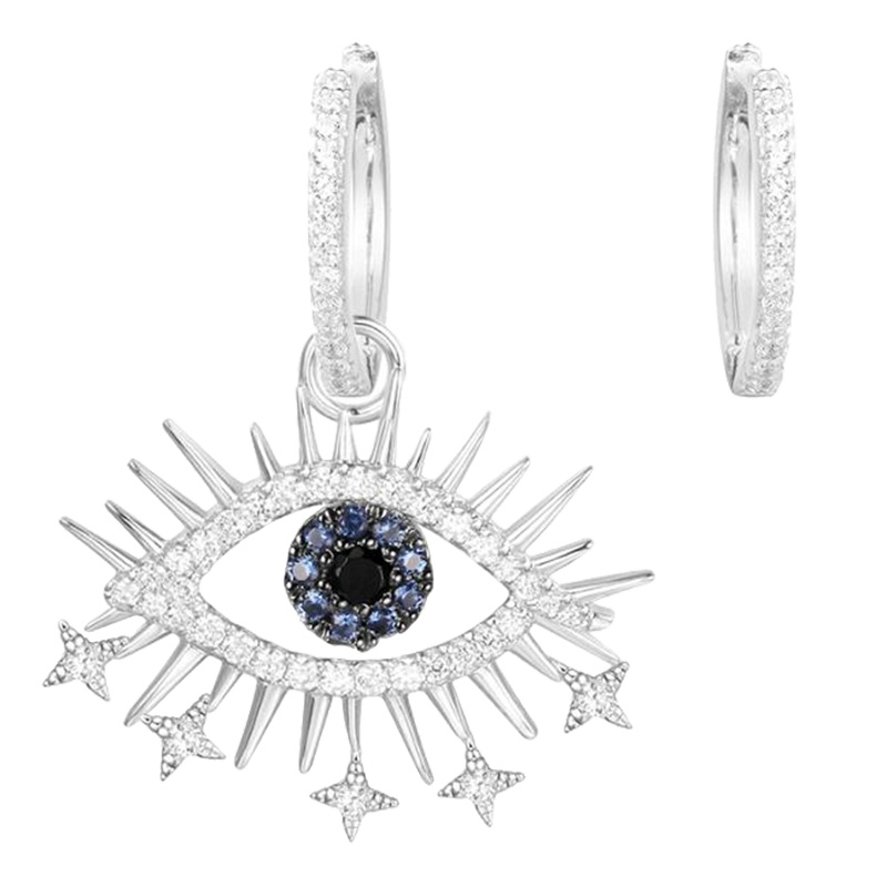 apm MONACO不对称镶晶钻POP幸运眼睛耳环925银耳饰经典穿孔耳坠女士首饰品AE11490M