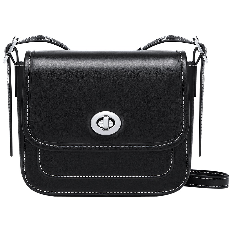 高尔夫GOLF斜挎包女牛皮拼色小方包简约百搭单肩包包韩版潮流包包