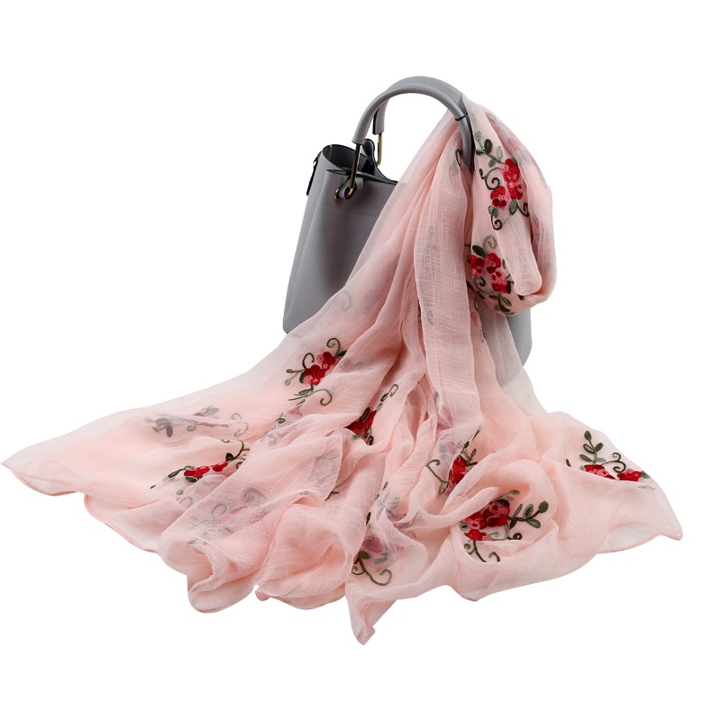 上海故事夏季空调房披肩女防晒薄款披巾仿真丝刺绣丝巾配裙子披风