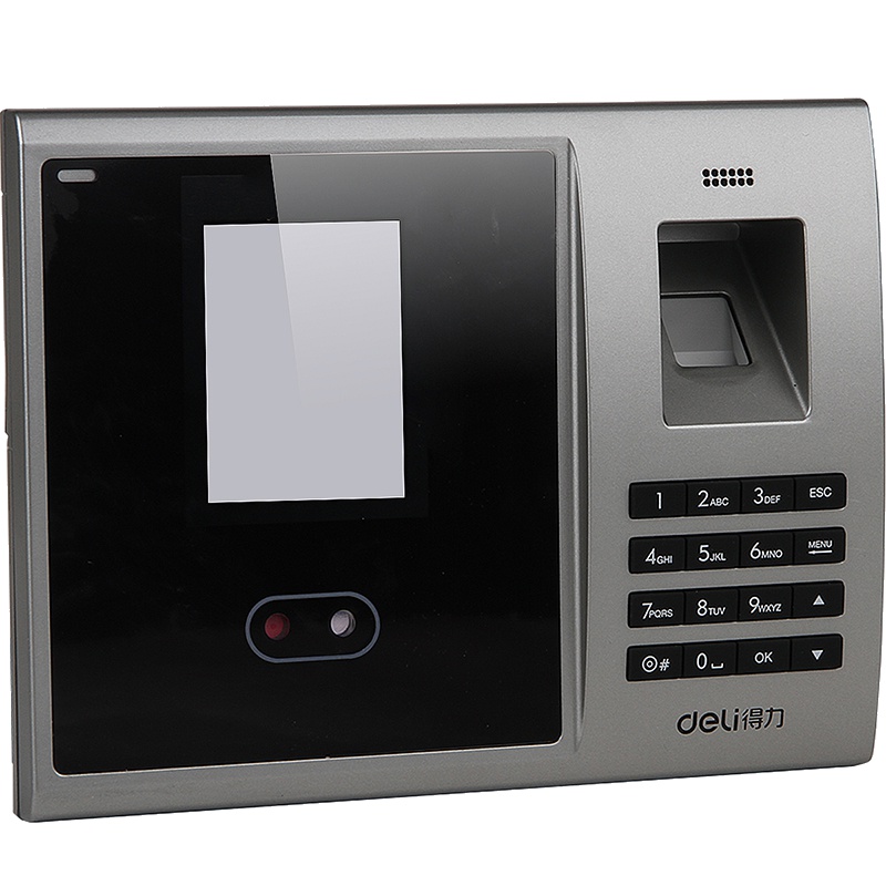 得力 3749 人脸识别考勤机面部刷脸员工签到一体机上下班手指打卡机 指纹 人脸识别