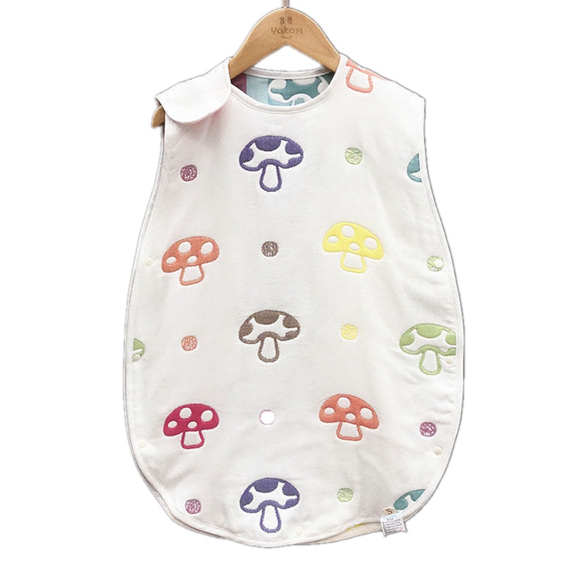 雅赞背心睡袋新生儿防踢睡袋纯棉纱布吸湿透气四季无袖睡袍可系扣