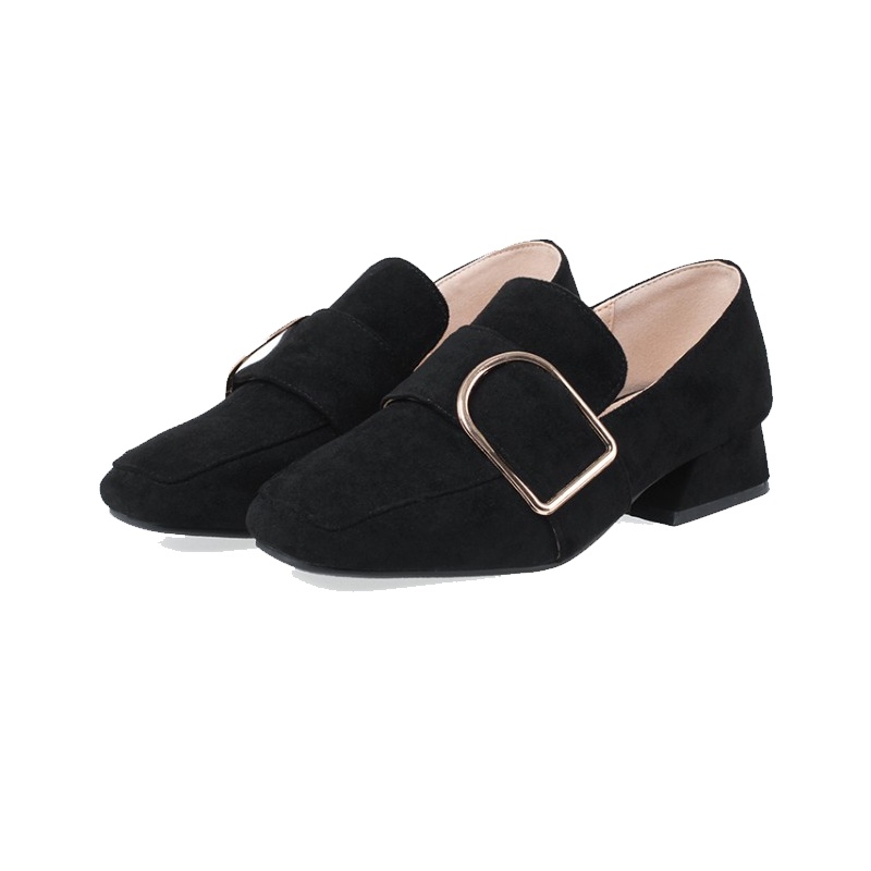 Tiauny 春季大码女鞋41一43脚宽胖妹妹42时尚潮黑色乐福鞋平底小黑鞋百搭h20--5