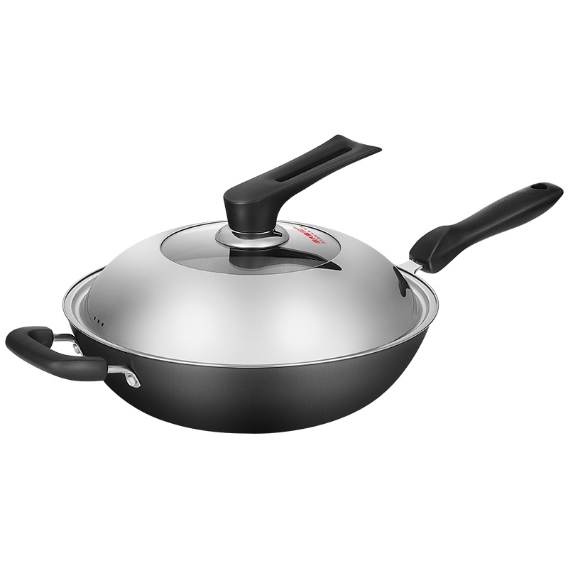 炊大皇(COOKER KING)手工铸铁炒菜锅不易锈锅具34CM无涂层传统铸铁炒锅 CG34SZ