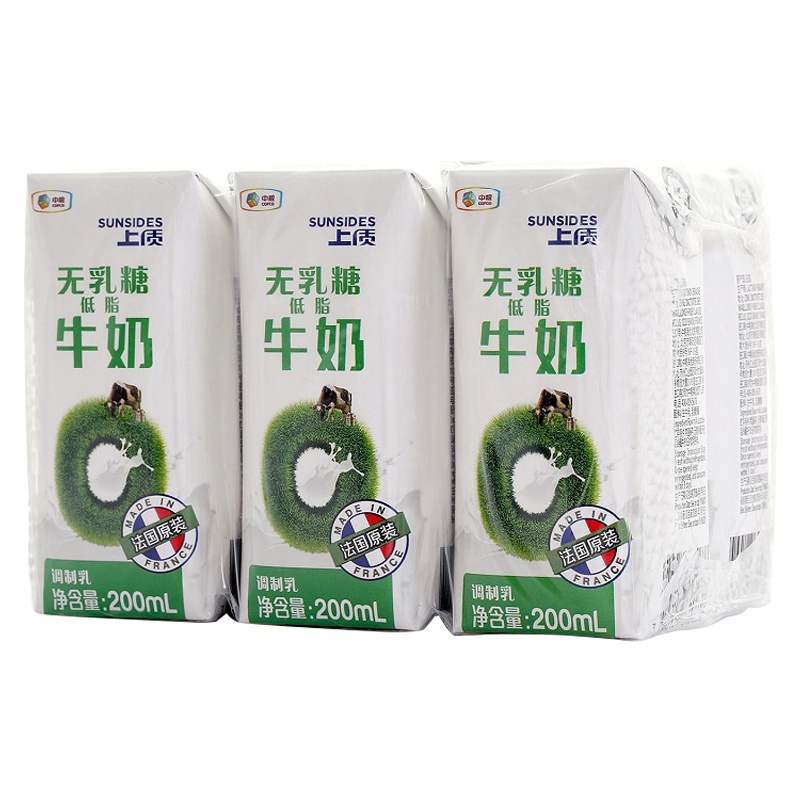 SUNSIDES 上质无乳糖法国进口牛奶200mL*6(低脂型)