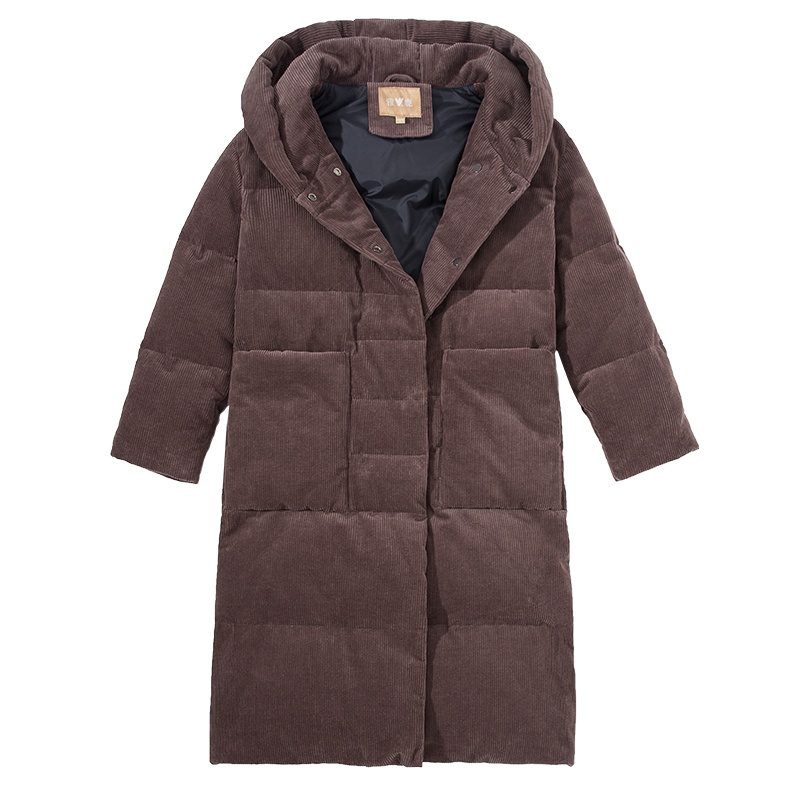 鸭鸭(yaya)冬季新款韩版加厚宽松时尚女装连帽过膝长款羽绒服超长外套女