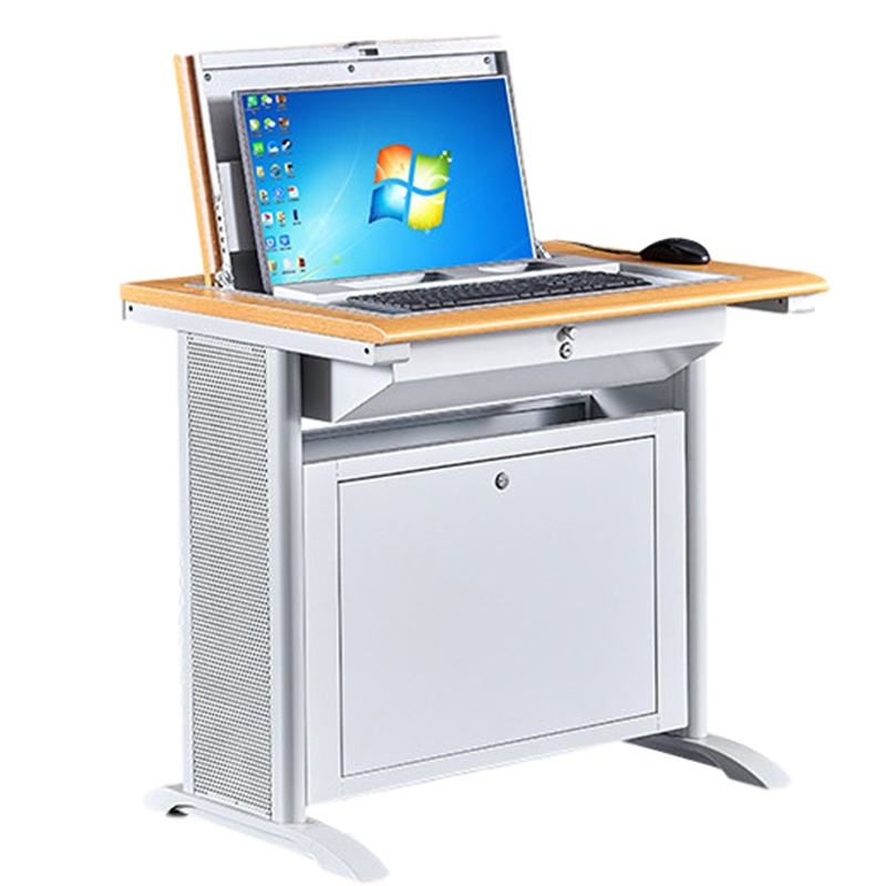 慧采云 办公家具培训桌电脑桌隐藏式翻转多媒体电教室中控学生机房电脑桌单人钢制办公桌