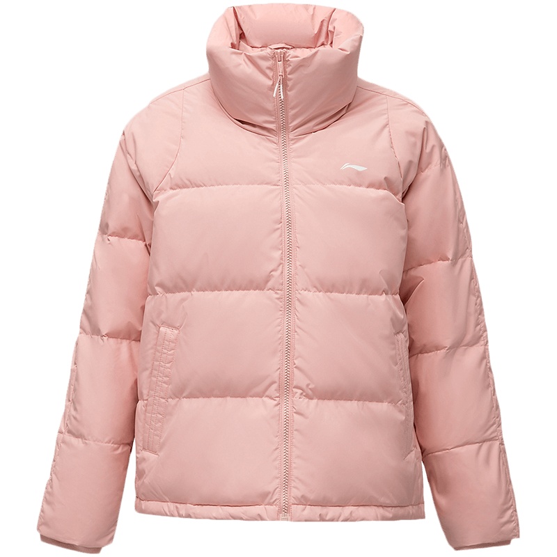 李宁短款短羽绒服女士新款训练系列冬季立领宽松白鸭绒运动服