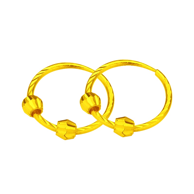 ZHAO LIANG 兆亮珠宝 黄金耳环女款金耳环黄金耳钉足金999圆圈金耳坠礼物