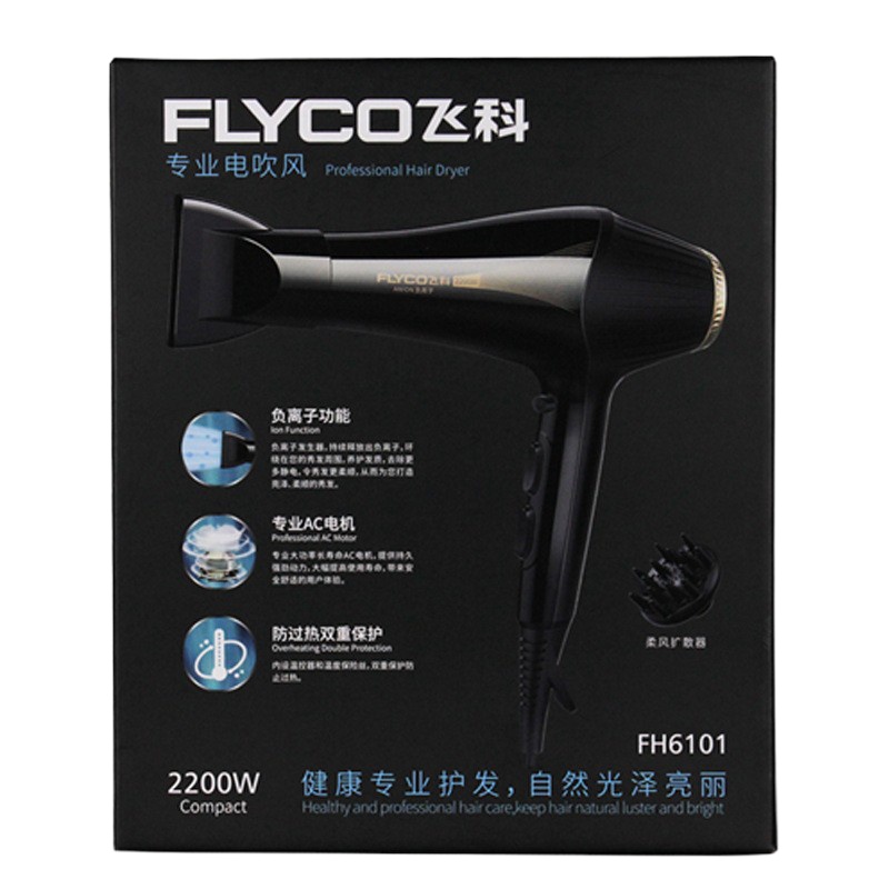 飞科电吹风FH6101 吹风机 2200w大功率 吹风筒 发廊家用负离子冷热风