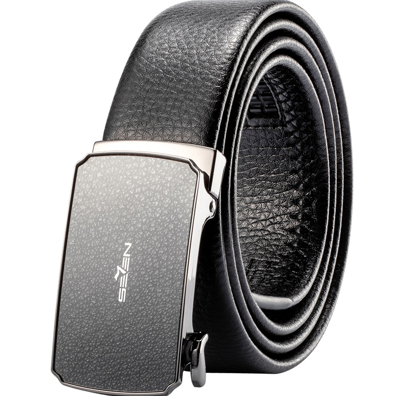 柒牌男士自动扣皮带时尚荔枝纹腰带中青年休闲正装西装百搭裤腰带