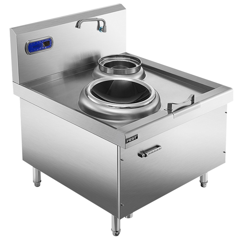 FEST单头单尾商用电磁炉8kW凹面爆炒炉立式大功率电磁灶8KW电池炉炒菜厨房商业设备饭堂酒店8千瓦凹面炉 配50cm锅