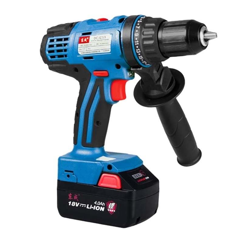 军根 东成锂电18V双速充电式冲击电钻DCJZ13E型家用多功能手电钻起子机二电一充