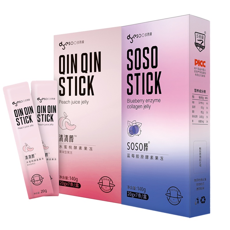 [郑多燕亲研]SOSO棒蓝莓清清棒水蜜桃酵素胶原蛋白果冻非孝素粉梅零食组合