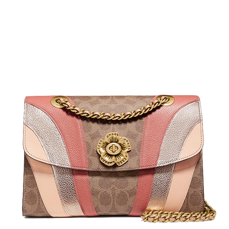 [直营] 蔻驰(COACH) Parker系列 经典设计单肩包 经典标志涂层帆布波浪拼缀手袋 女包