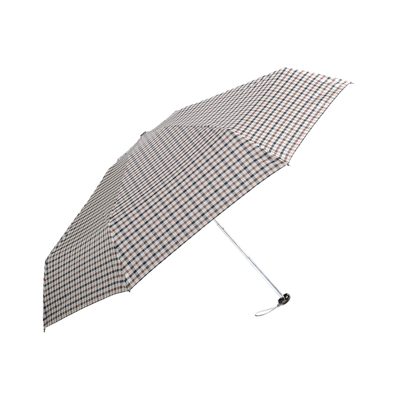 天堂伞男黑胶五折叠晴雨伞迷你五折伞格子放紫外线伞 3号色黄棕格