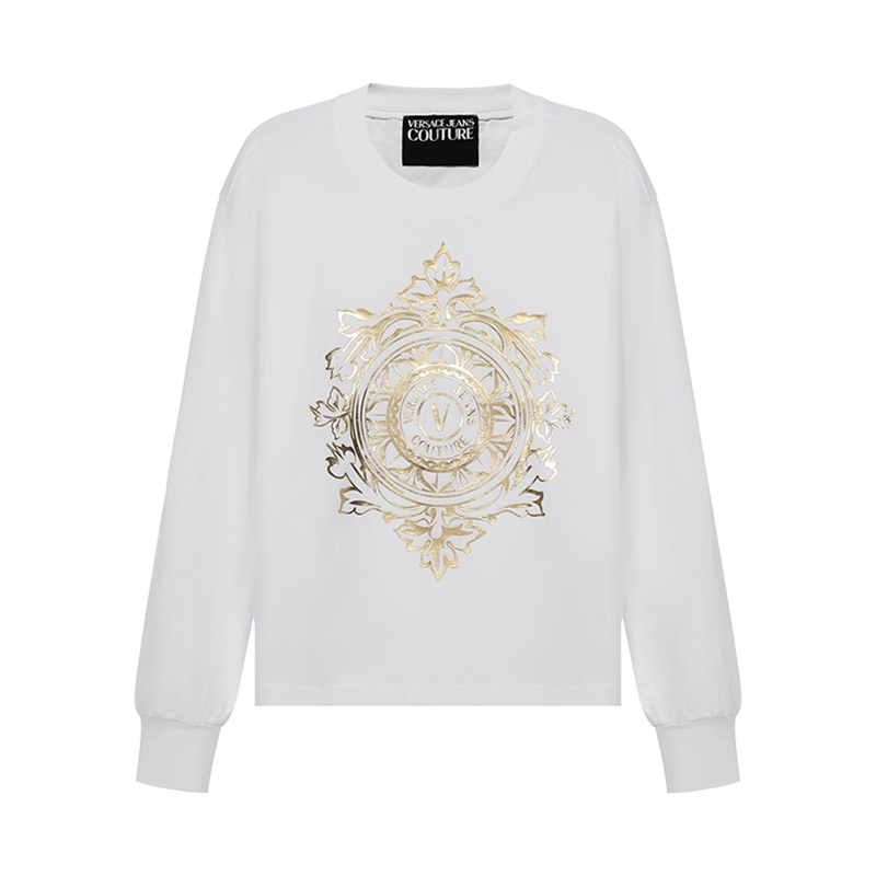 范思哲 VERSACE JEANS COUTURE 女士 棉质圆领长袖T恤71HAHF05 CJ00F