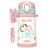 膳魔师(THERMOS)儿童保温杯宝宝吸管杯附背带便携保温壶316L不锈钢高真空水杯幼儿园400MLTCKB-403S