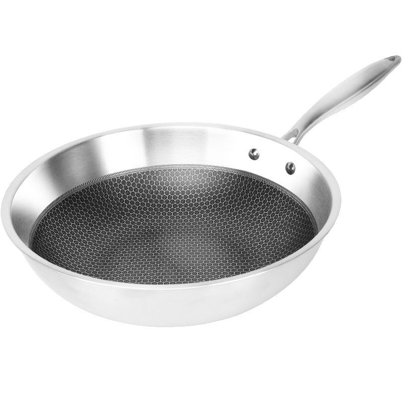 安尚不锈钢大炒锅健康炒菜锅无涂层无油烟三层物理不粘锅电磁炉燃气灶通用少油烟家用厨房饭店厨具烹饪用具厨房锅具圆锅32CM