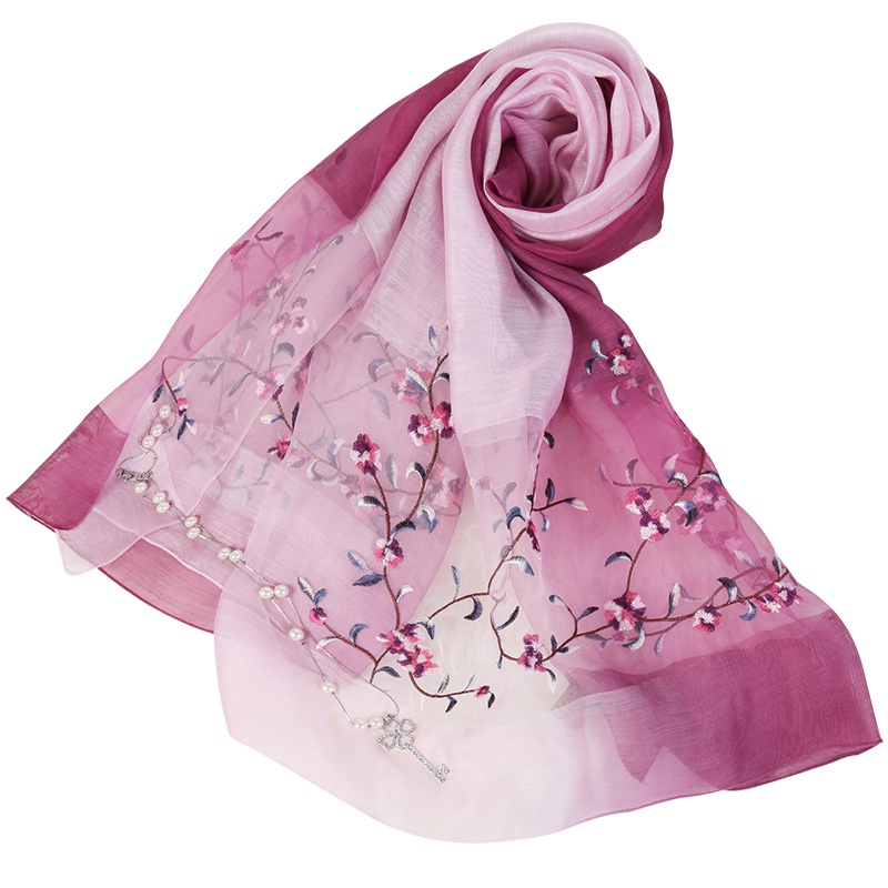 上海故事妈妈款真丝围巾女士春秋夏季百搭丝巾桑蚕丝苏绣纱巾