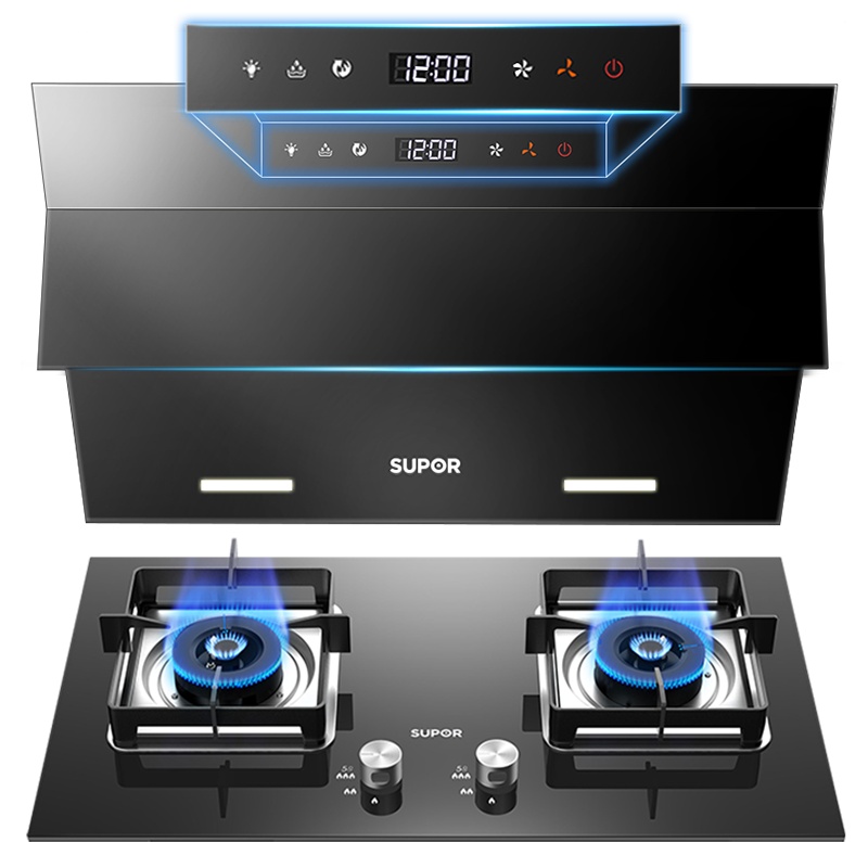 [TOP套装]苏泊尔(SUPOR)20m³自动清洗侧吸式烟灶套餐 J613S+P10触控式抽油烟机燃气灶套装(天然气)