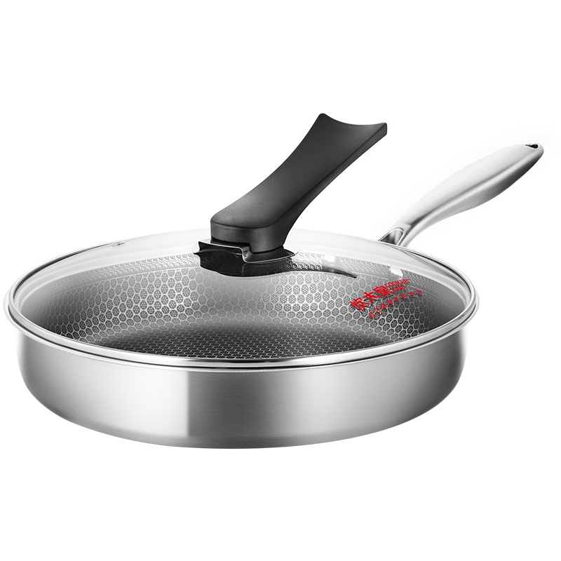 炊大皇全面屏多层钢煎锅家用蜂窝纹不锈钢平底锅煎蛋牛排煎锅烙饼锅JG28QM