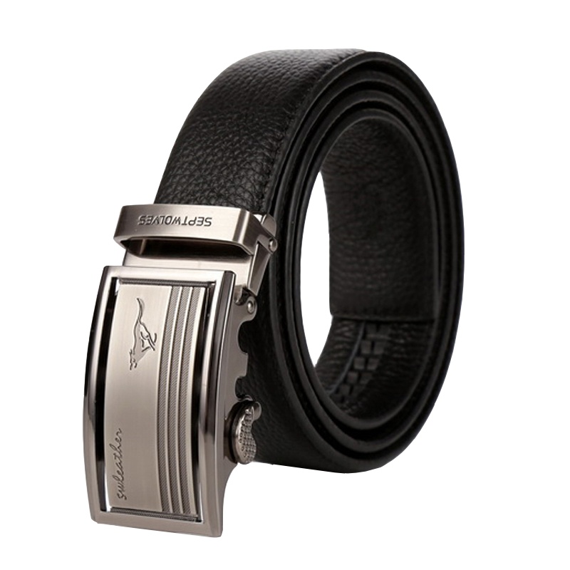 七匹狼SEPTWOLVES男士自动扣皮带 双面头层牛皮 休闲自动扣腰带男真皮商务