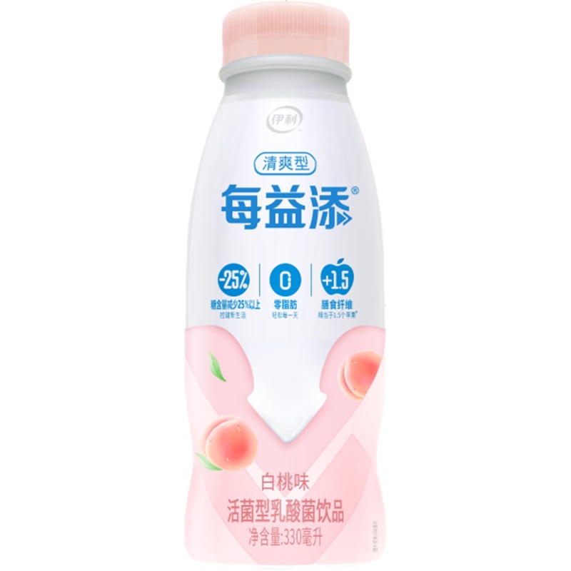 伊利每益添活性乳酸菌饮品清爽型白桃味 330ml