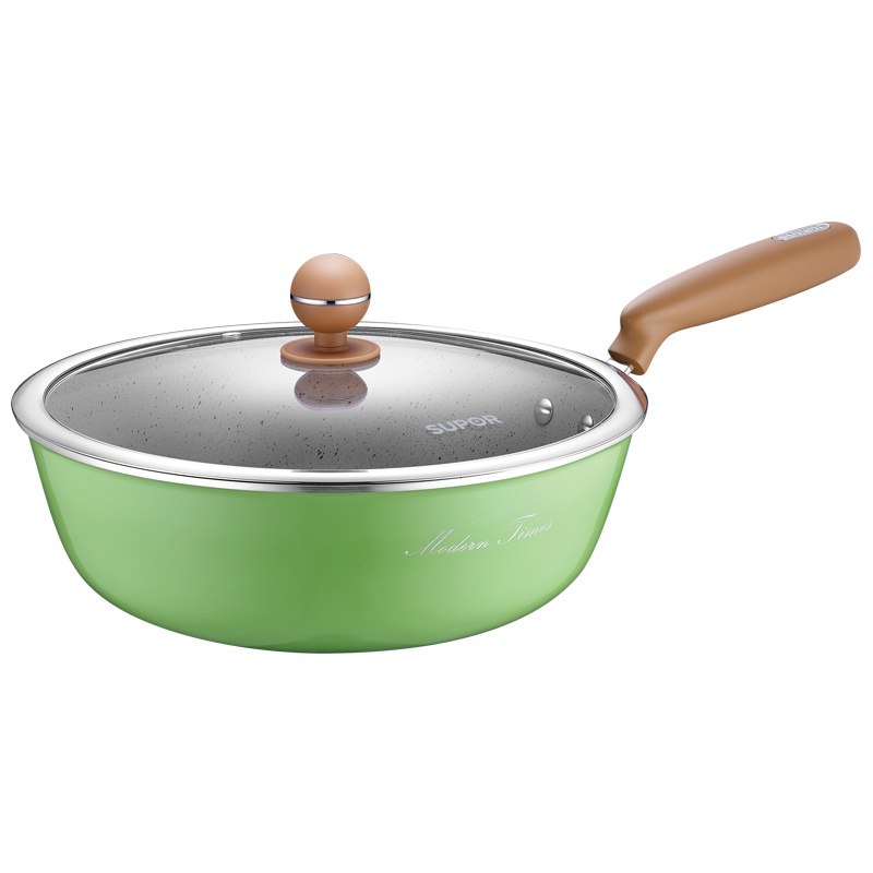 苏泊尔(SUPOR)迷色系列炒锅煎炒锅不粘锅炒菜锅少油烟电磁炉燃气平底锅牛排锅煎蛋锅30cm绿色EC30JAP01-V