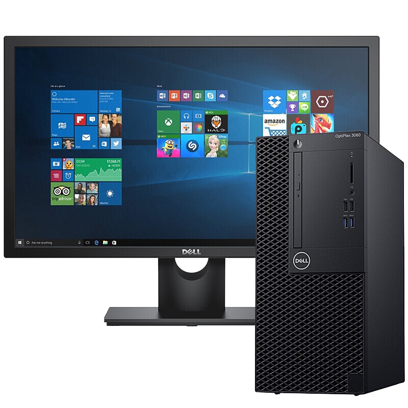 戴尔(DELL)OptiPlex 3060MT台式电脑套机(i3-8100 8GB 128GB+1TB 集显 无光驱 W10H)23.8英寸显示器E2417H
