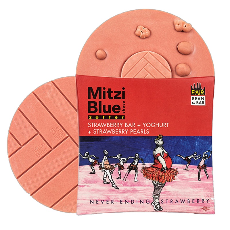 [满2片送精美礼盒]Zotter“ 永不停止的草莓 ”米兹蓝调唱片系列巧克力65g