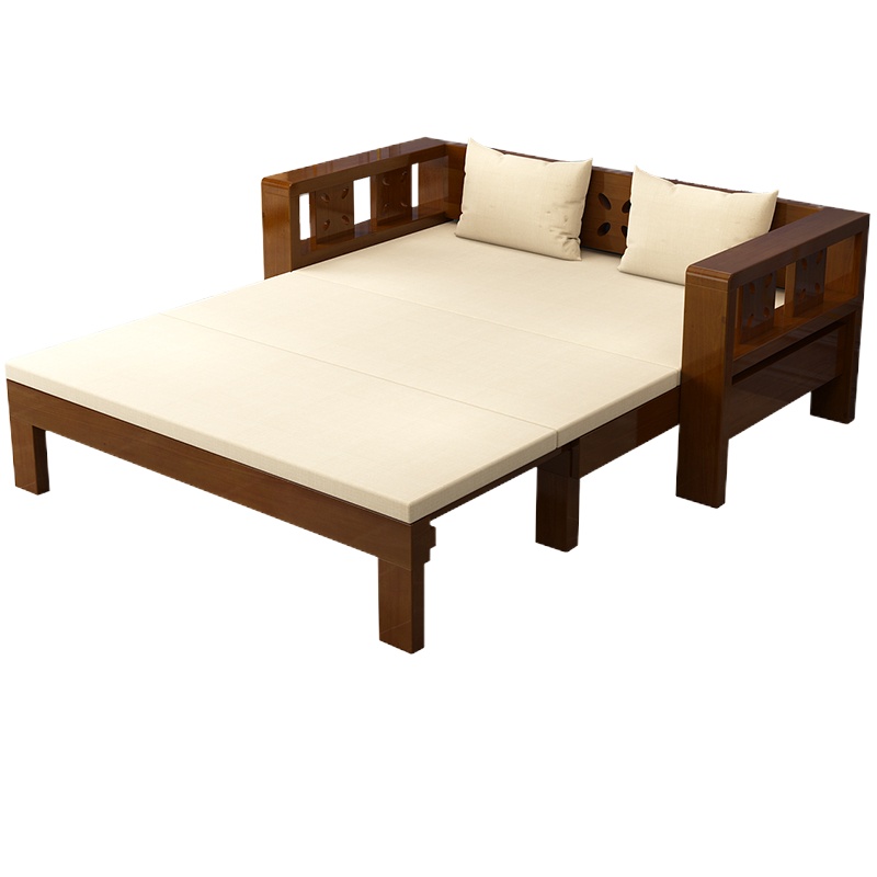 豫亨 实木折叠沙发床两用简易可折叠多功能小户型客厅租房伸缩床实木沙发折叠床