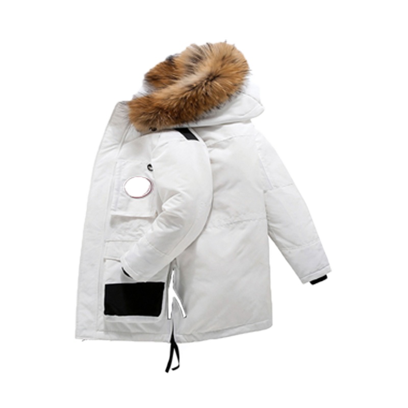 吉普盾2020新款冬季大毛领情侣工装羽绒服中长款外套881