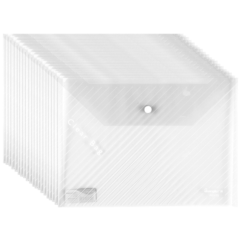 广博(GuangBo)6399 A4透明按扣袋20个/包 塑料文件袋 纽扣袋 公文袋 档案袋 文件管理 文件套/文件袋