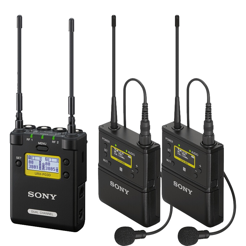 索尼小蜜蜂领夹式无线话 筒 一拖二套装 (P03D+2个发射器)