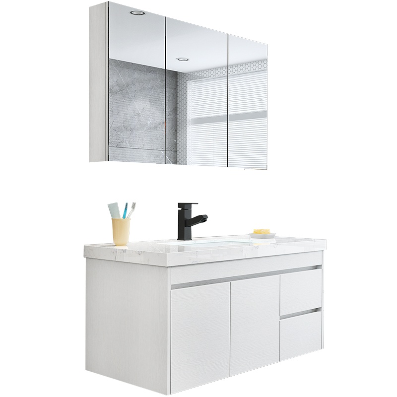 克丽▪菲儿北欧智能浴室柜组合挂墙式大理石台下盆卫生间洗盆洗手盆柜定制洗漱台吊柜