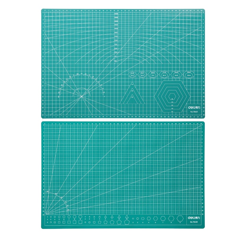 得力 78401 切割垫板A3耐用PVC切割桌垫 绿色 单个装 (单位:件)