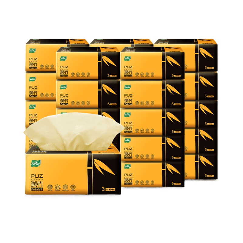 亨奇 抽纸 璞竹本色软抽纸巾330张/包 3层 18包装(出行便携装)母婴抽取卫生纸面巾纸餐巾纸擦手纸 整箱家庭装