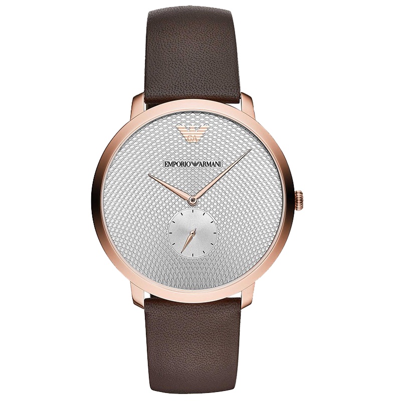阿玛尼（Emporio Armani) 男表 棕带针扣时尚简约大气石英表男 AR11163