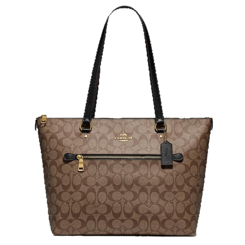 COACH新款拉链Gallery Tote经典C纹老花单肩包手提包女包 F79609