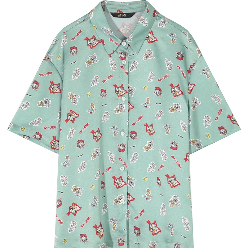 【猫和老鼠联名】妖精的口袋复古衬衫2020春新款女设计感小众上衣