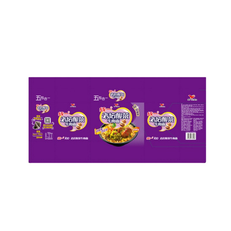 统一100老坛酸菜牛肉面五合一121g*5袋 6/箱
