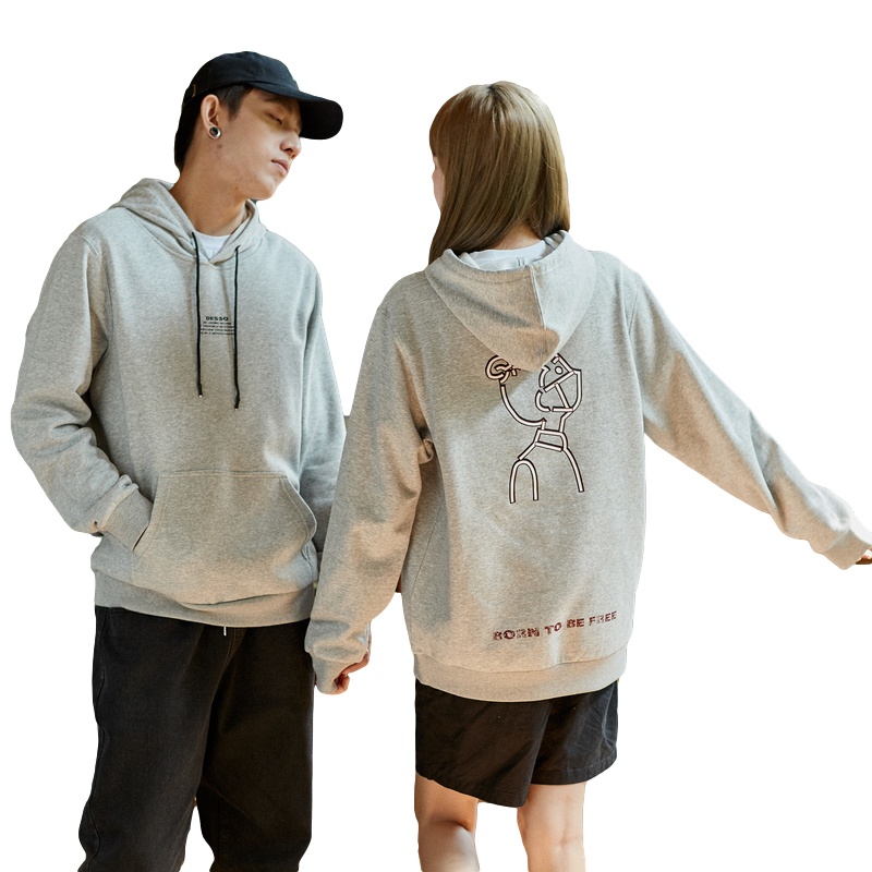 [1.5折价98元]唐狮秋冬季新款加绒情侣卫衣连帽男宽松套头韩版in潮学生D